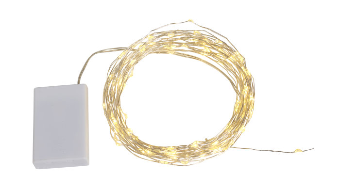 Lyskæde wire 100 Micro-LED varm hvid 9,9 meter